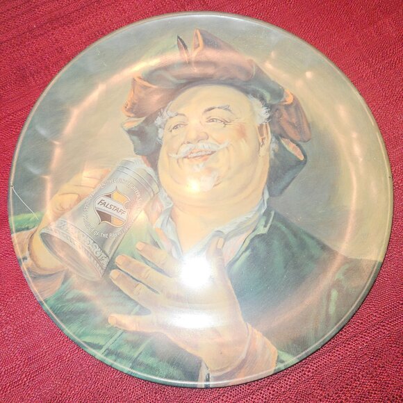 Vintage 1971 Reissue Falstaff Round Tin Beer Tray Sir John 16 inches No. 7800 - Picture 1 of 3